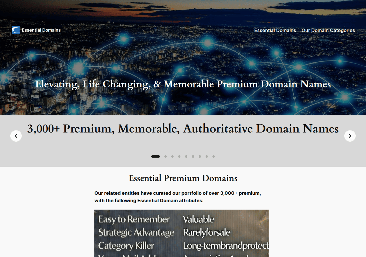 Screenshot of essentialdomains.com