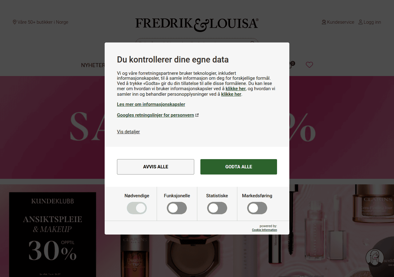 Screenshot of fredrikoglouisa.no