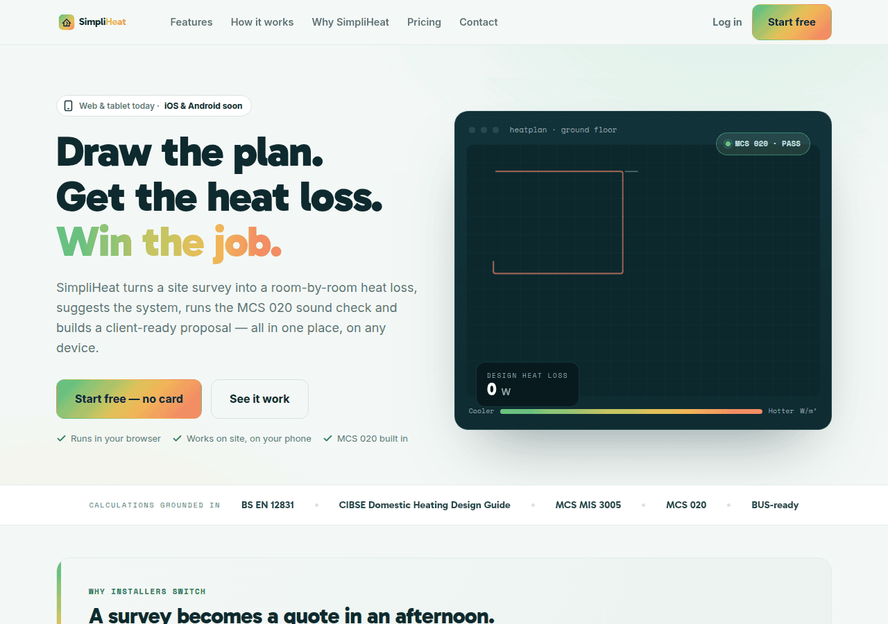Screenshot of simpliheat.app