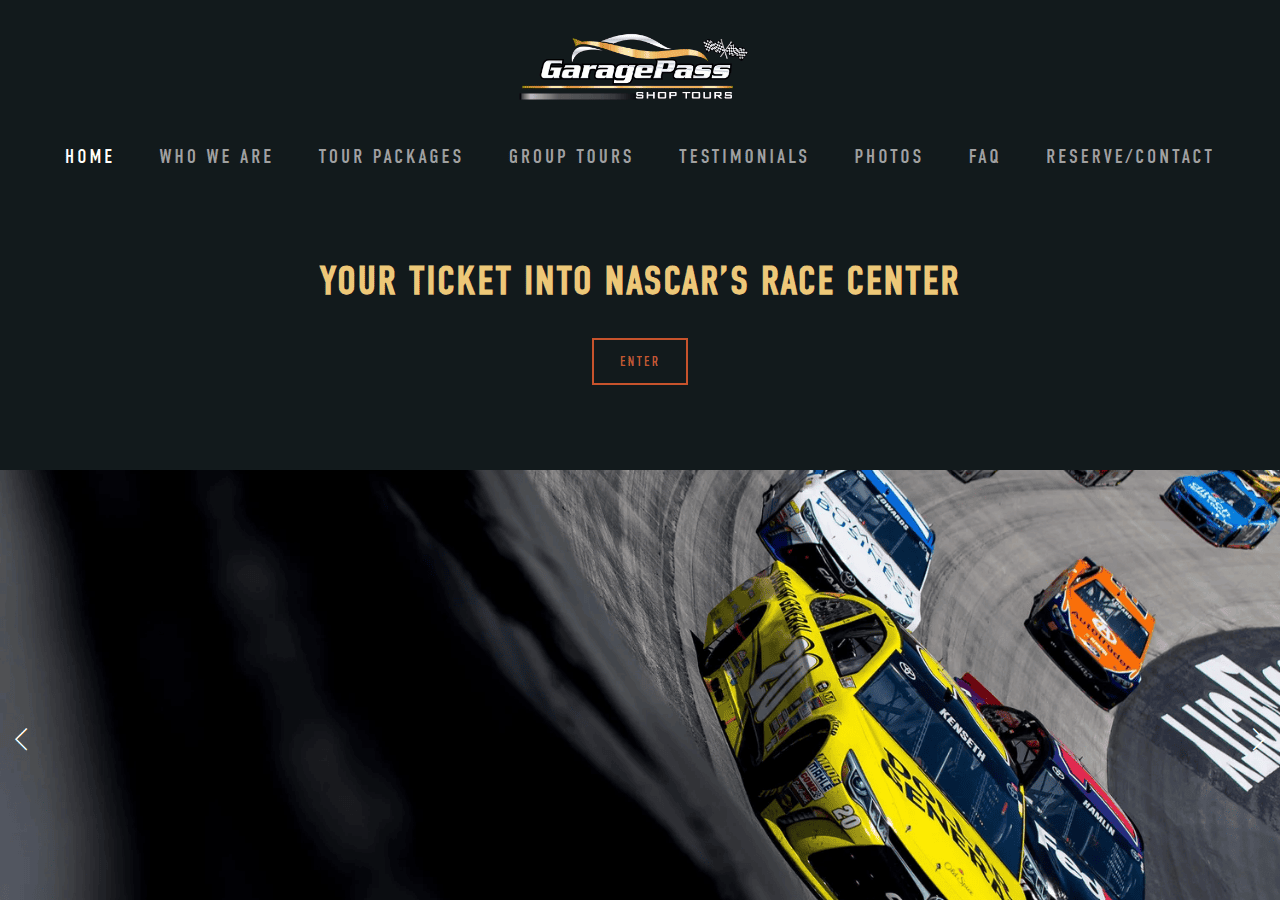 Screenshot of garagepassshoptours.com