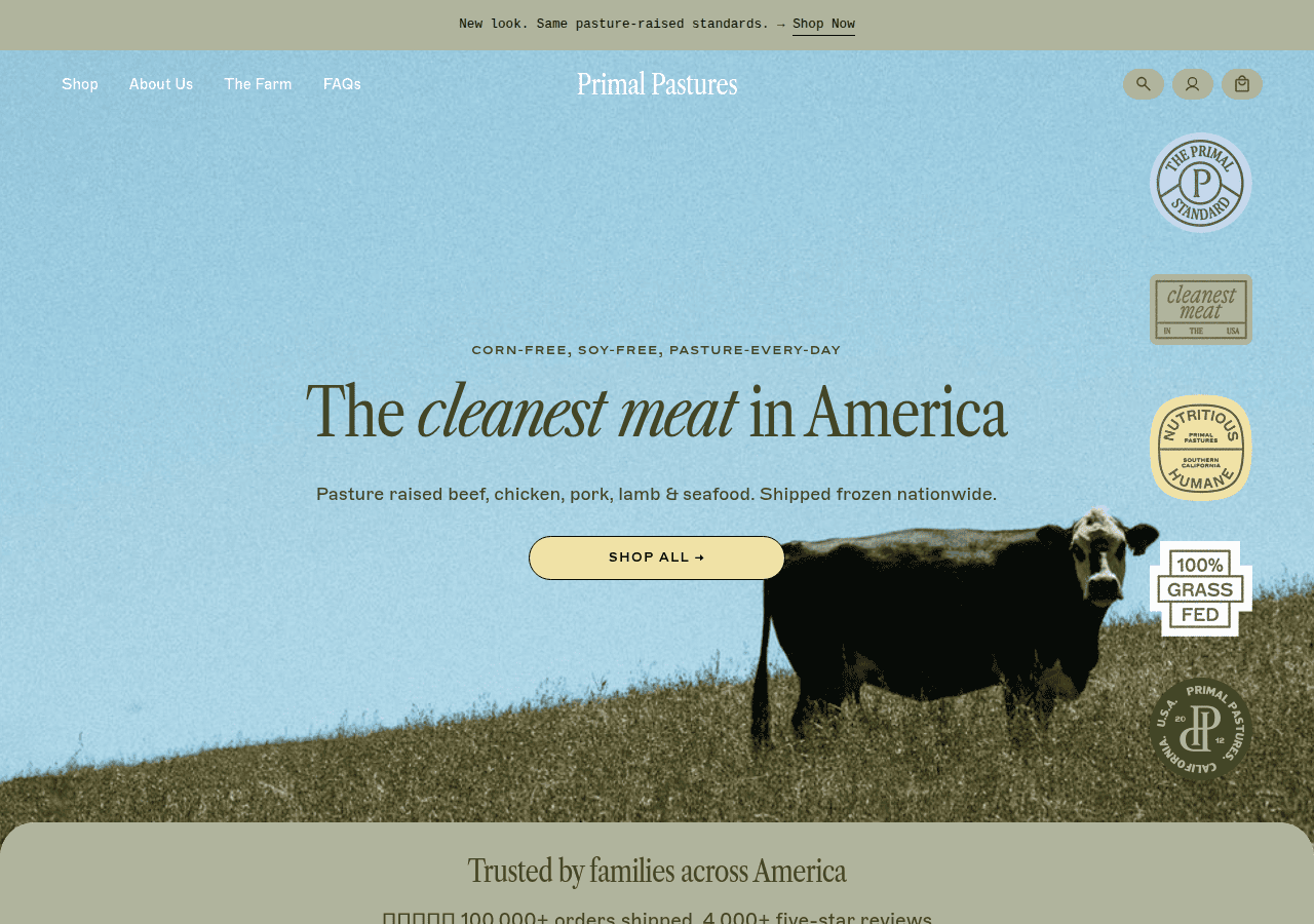 Screenshot of primalpastures.com