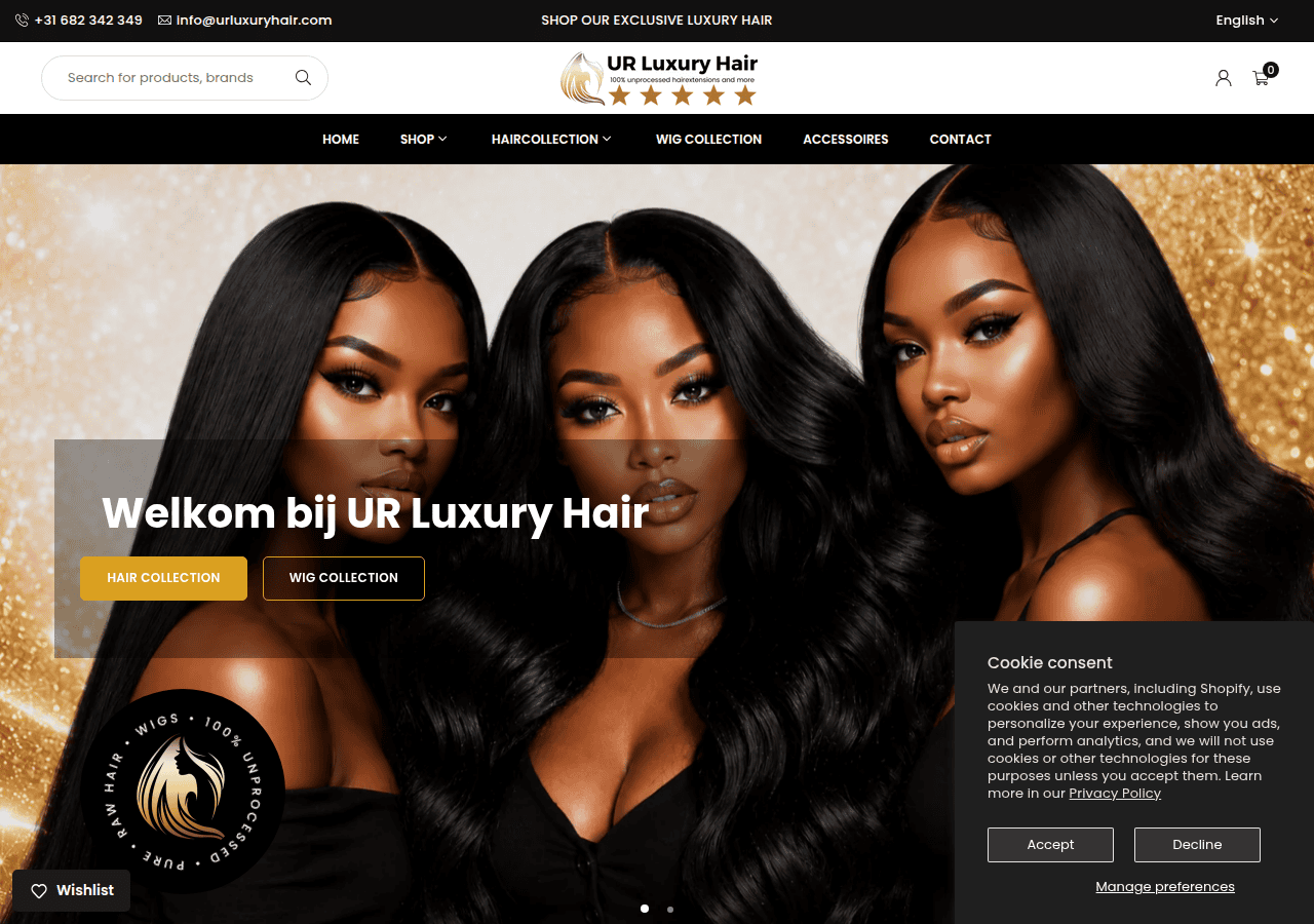 Screenshot of urluxuryhair.nl