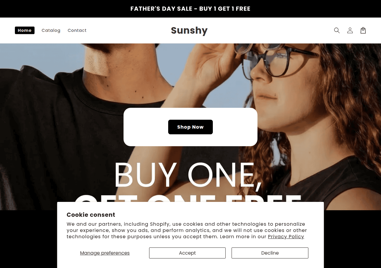 Screenshot of sunshy.store
