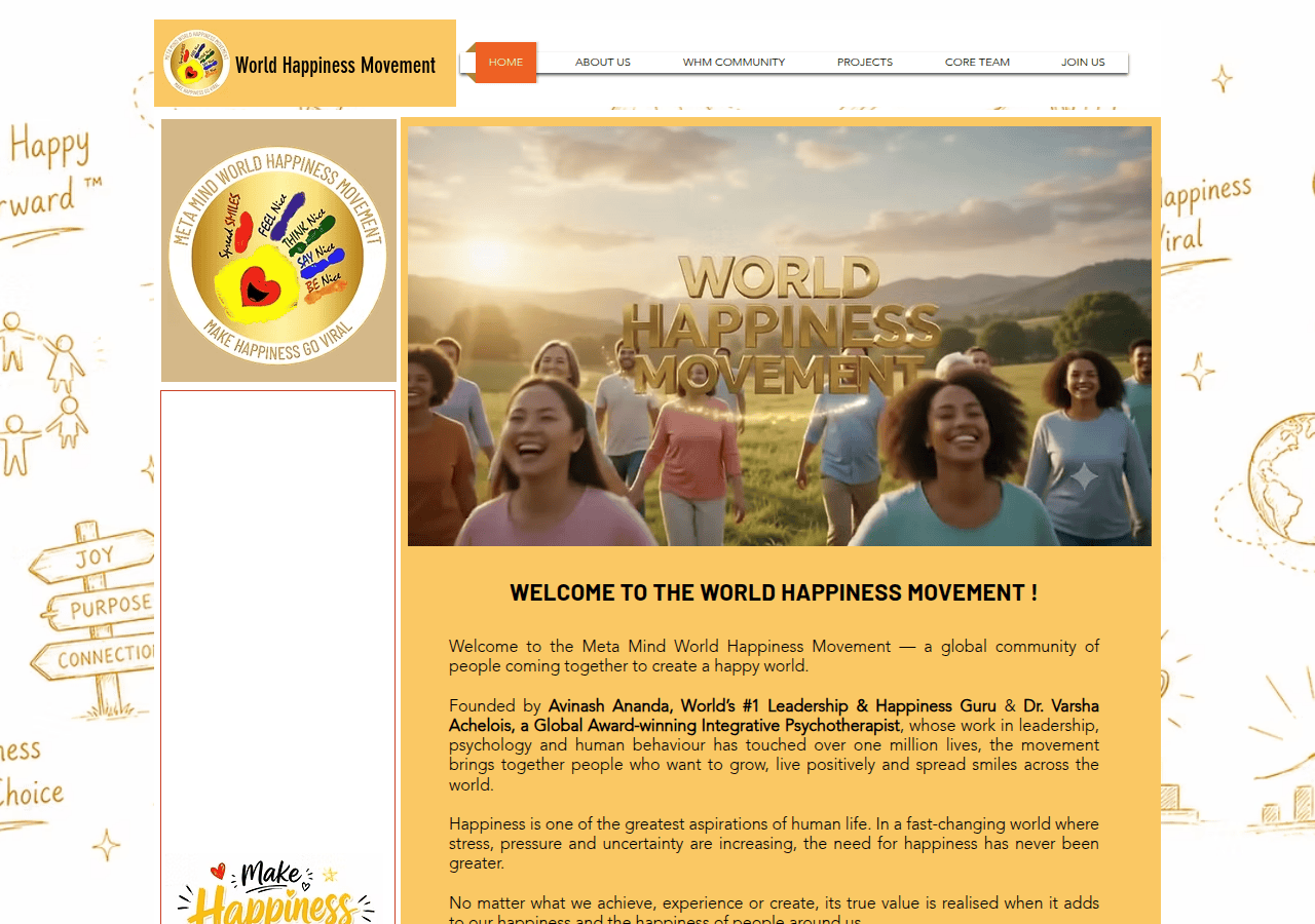 Screenshot of worldhappinessmovement.com