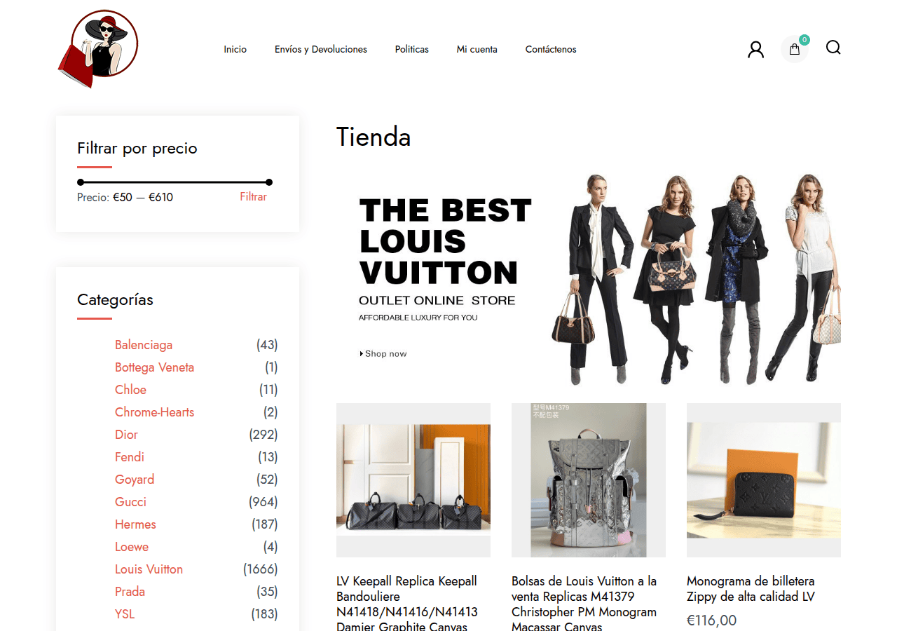 Screenshot of bolsasreplicas.es