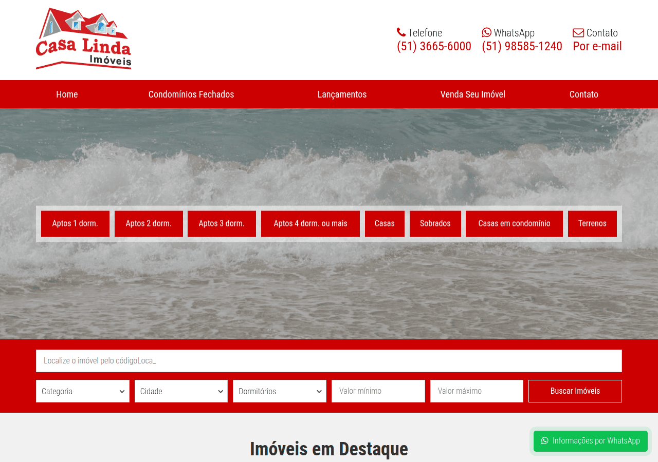 Screenshot of casalindaimoveis.net