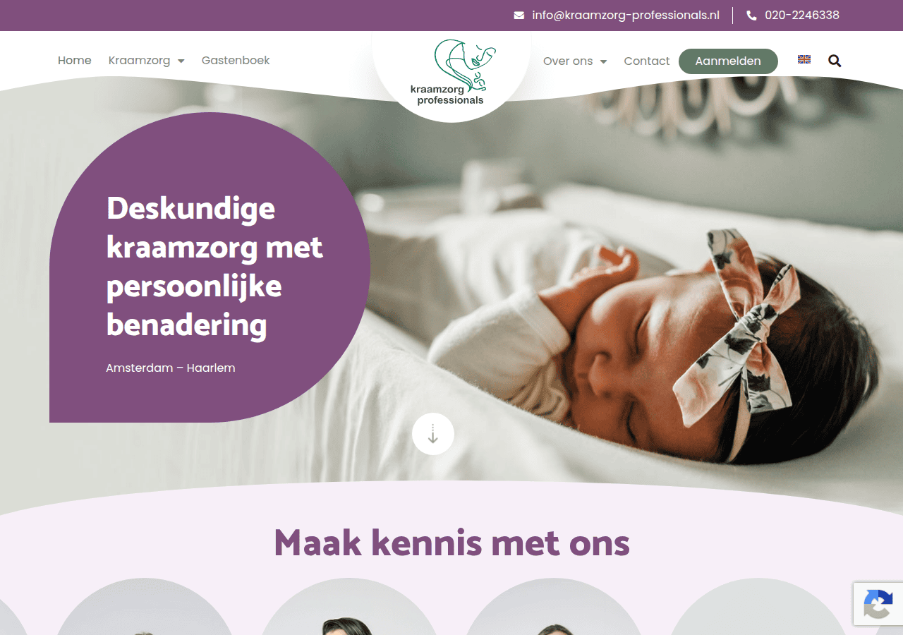 Screenshot of kraamzorg-professionals.nl