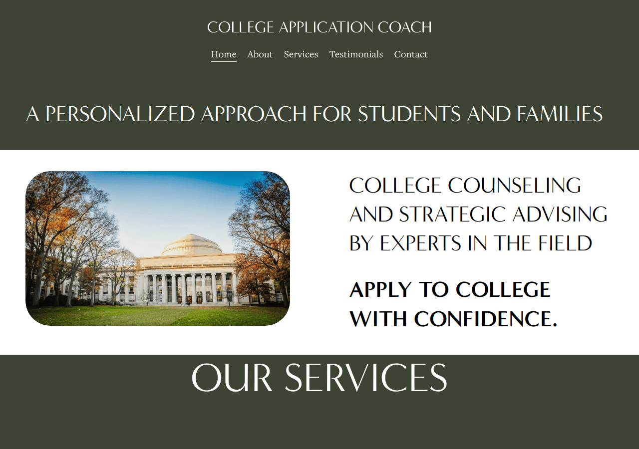 Screenshot of collegeapplicationcoach.org