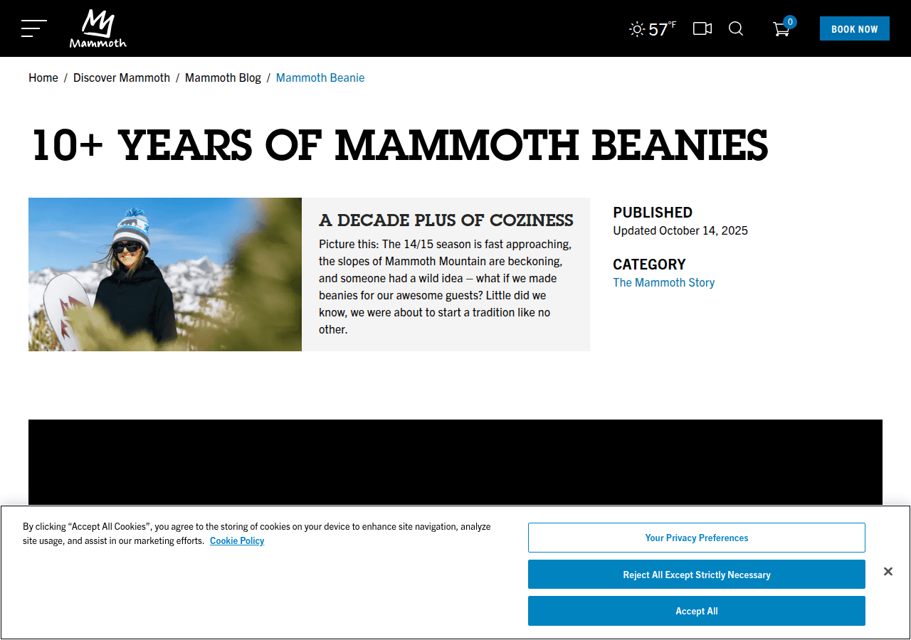 Screenshot of mammothmountain.com