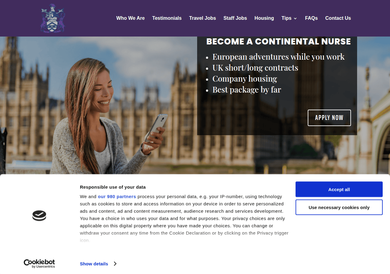 Screenshot of continentalnurse.com