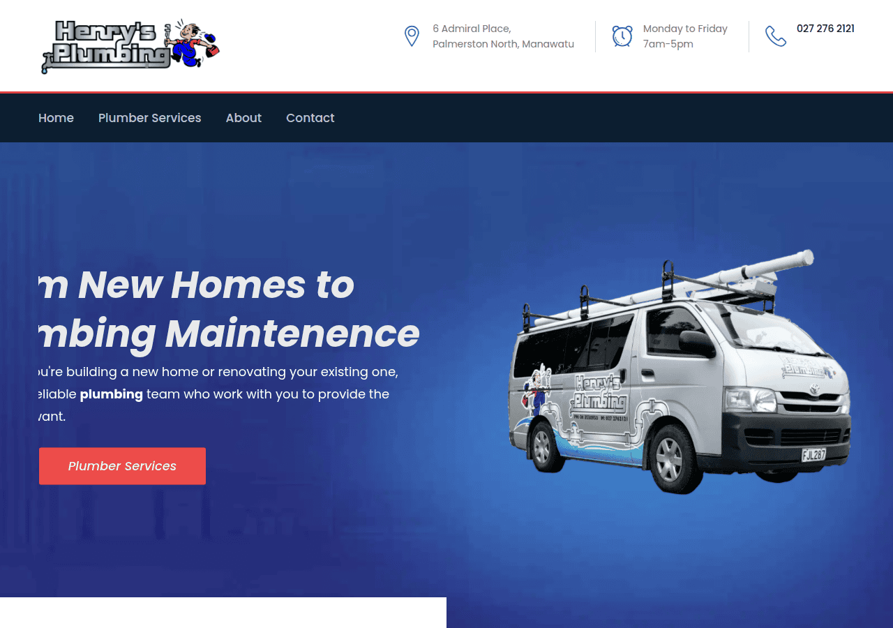 Screenshot of henrysplumbing.co.nz