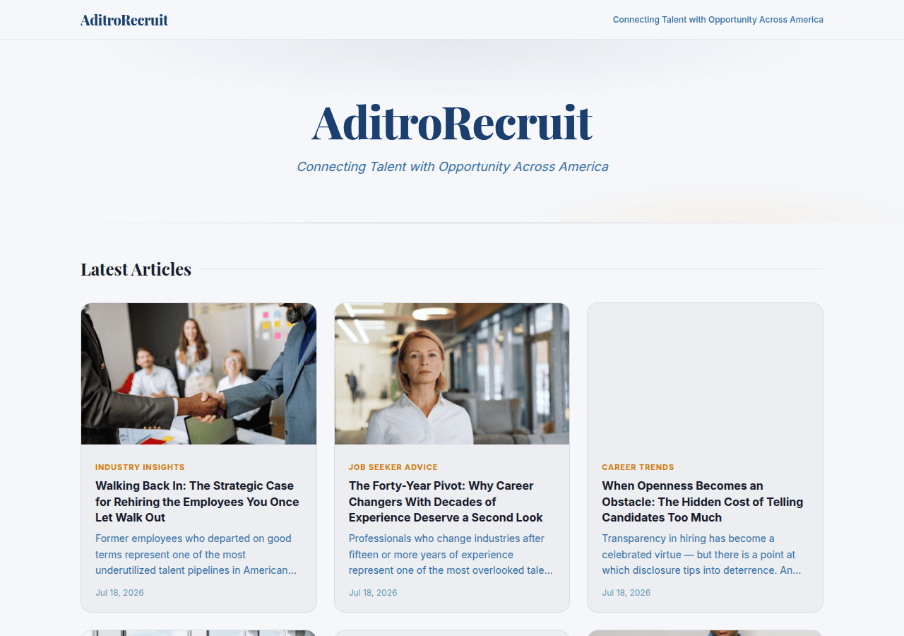 Screenshot of aditrorecruit.com