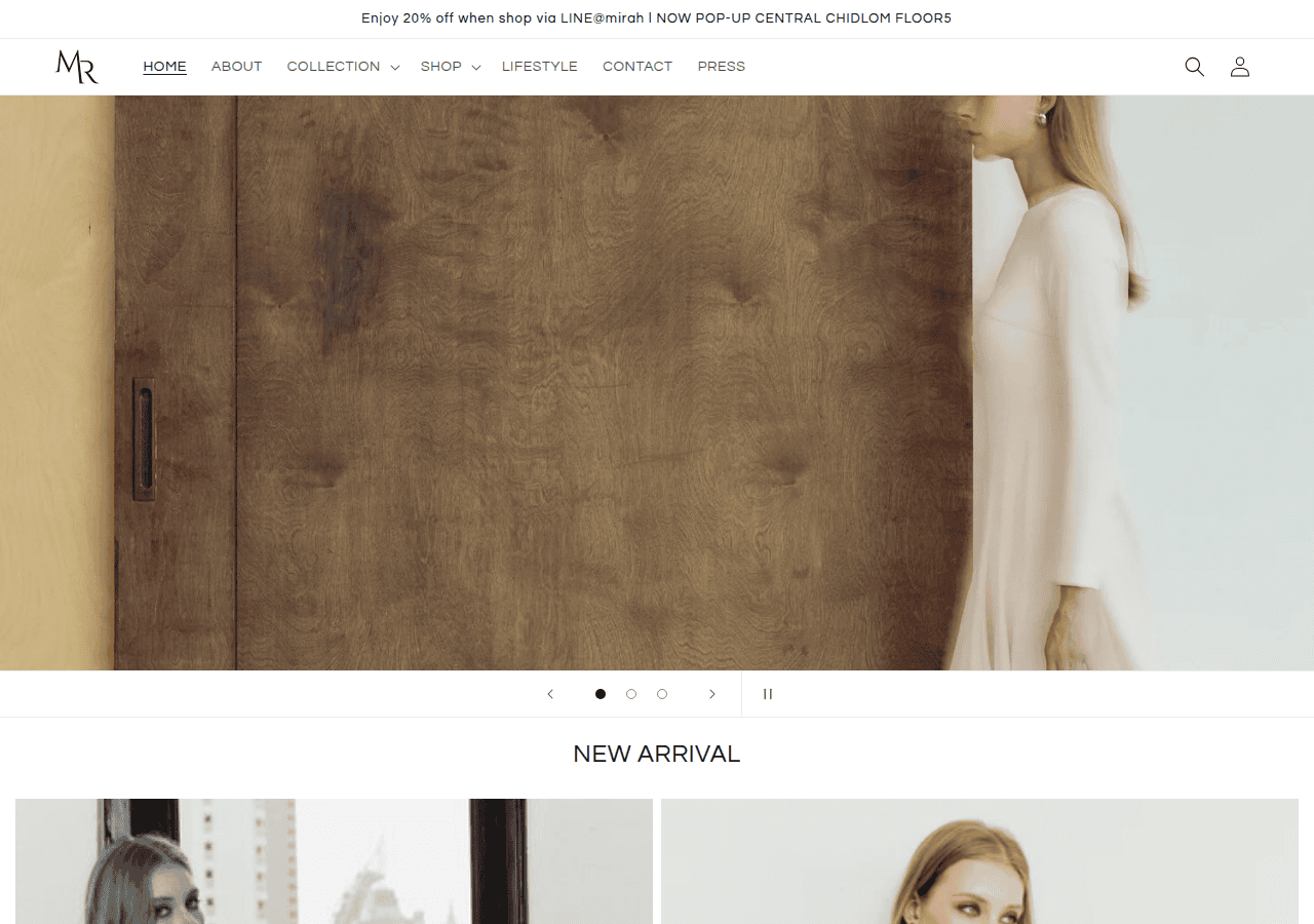 Screenshot of mirahfashion.com