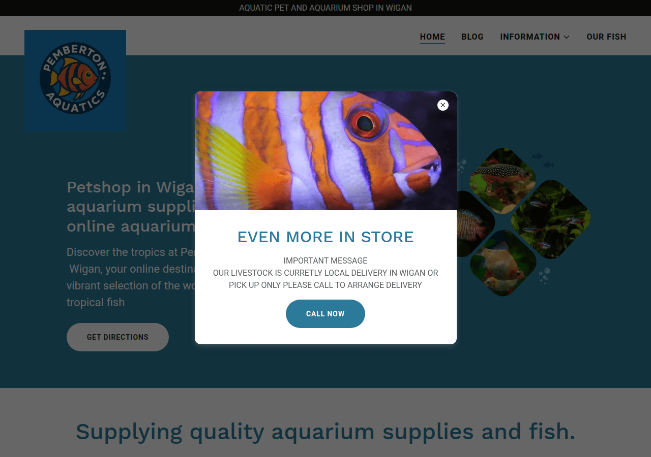 Screenshot of pembertonaquatics.co.uk