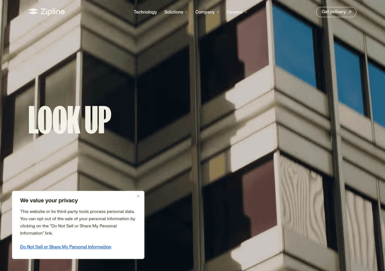 Screenshot of zipline.com