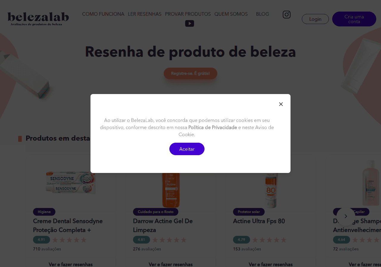 Screenshot of belezalab.com.br