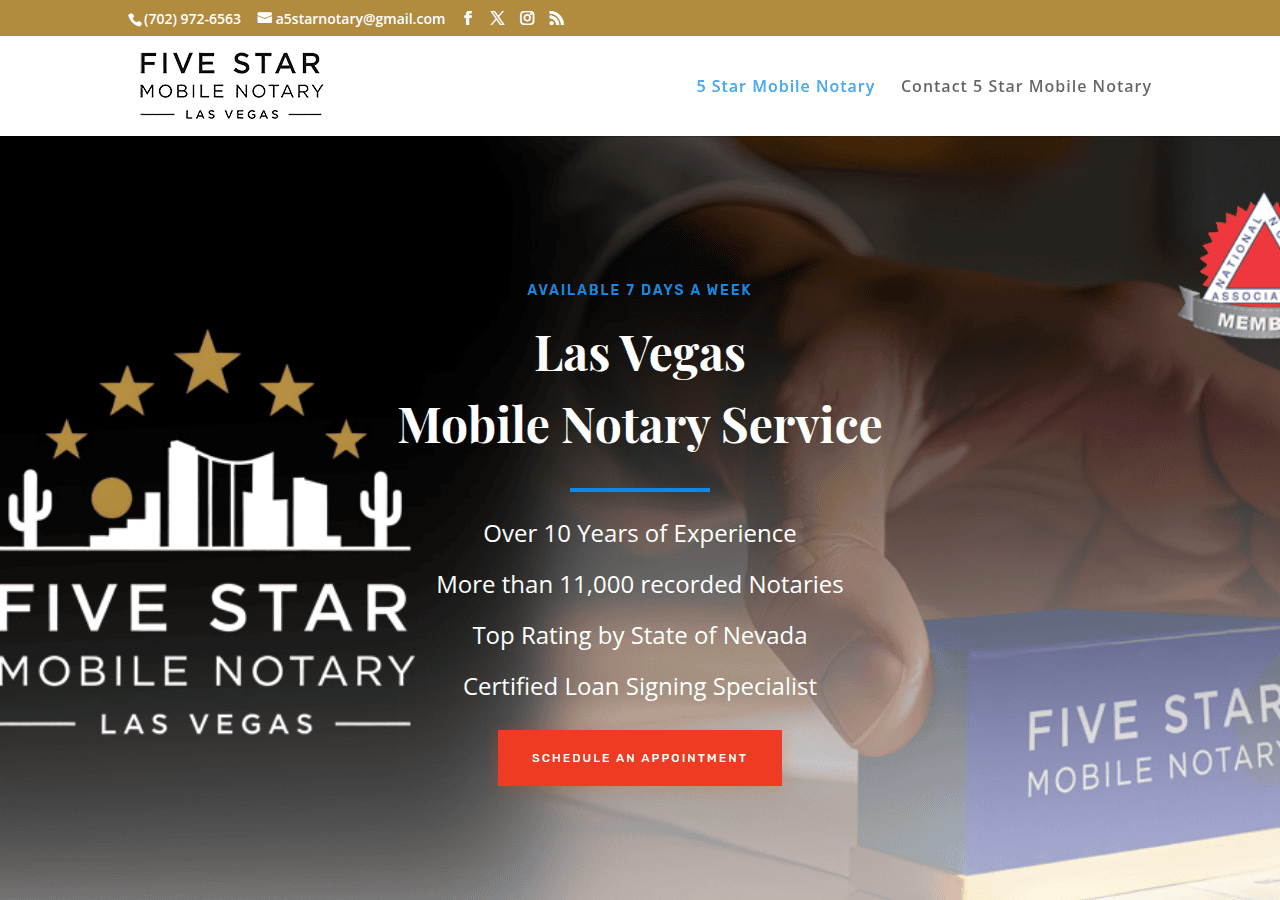 Screenshot of 5starmobilenotary.com