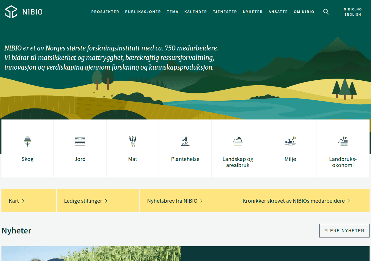 Screenshot of nibio.no
