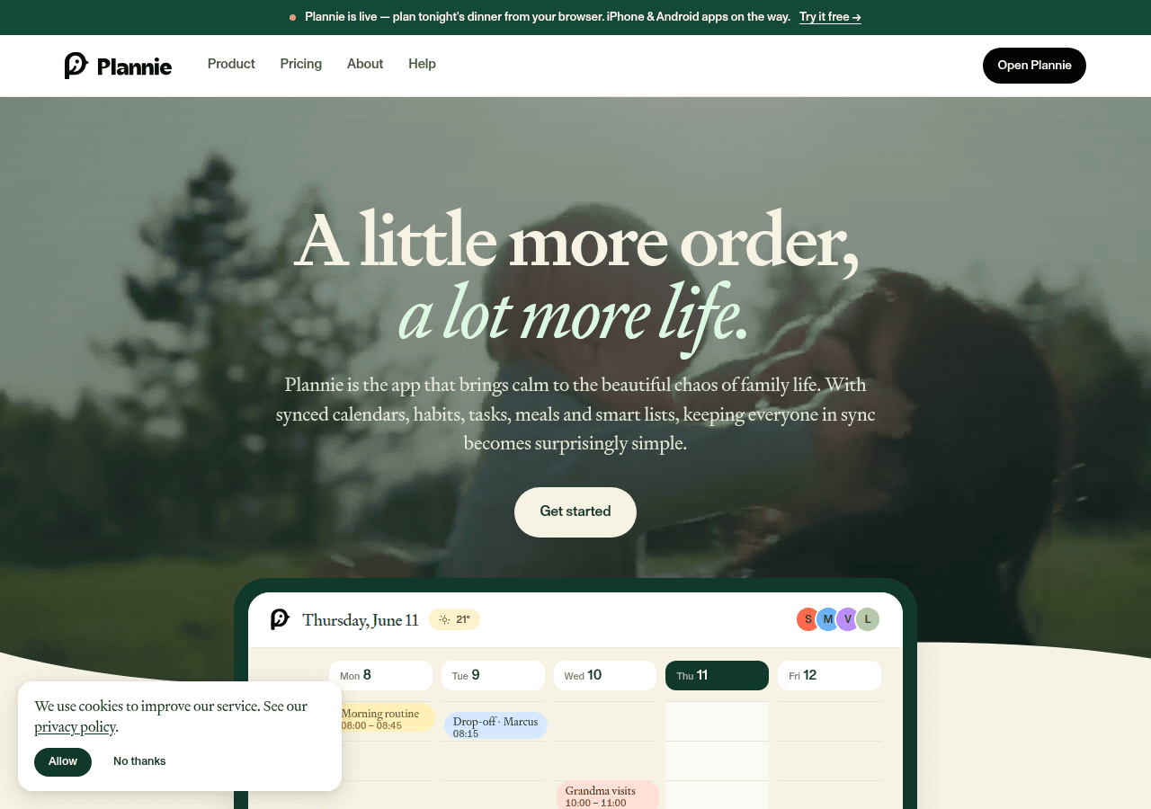 Screenshot of plannie.io