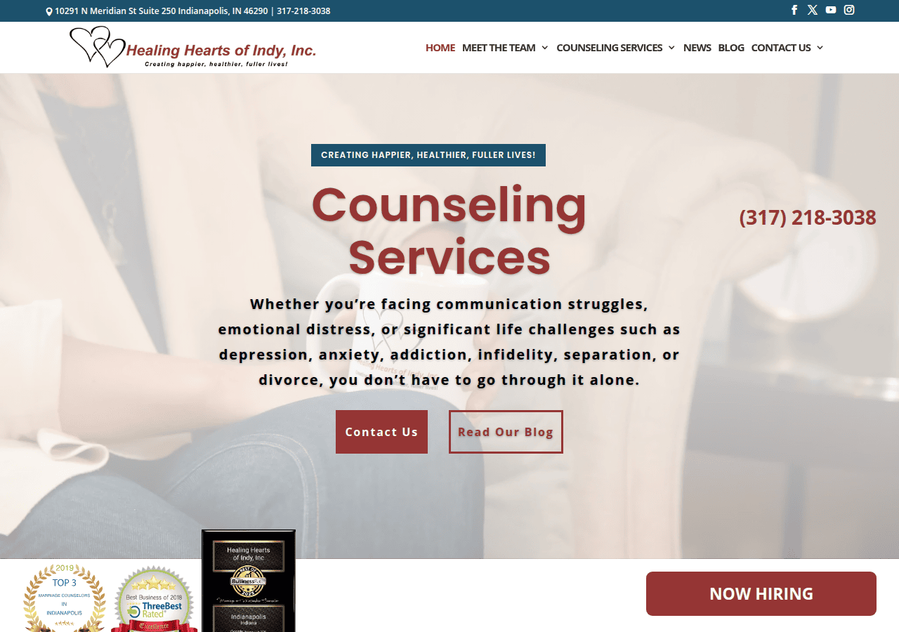 Screenshot of healingheartsofindy.com