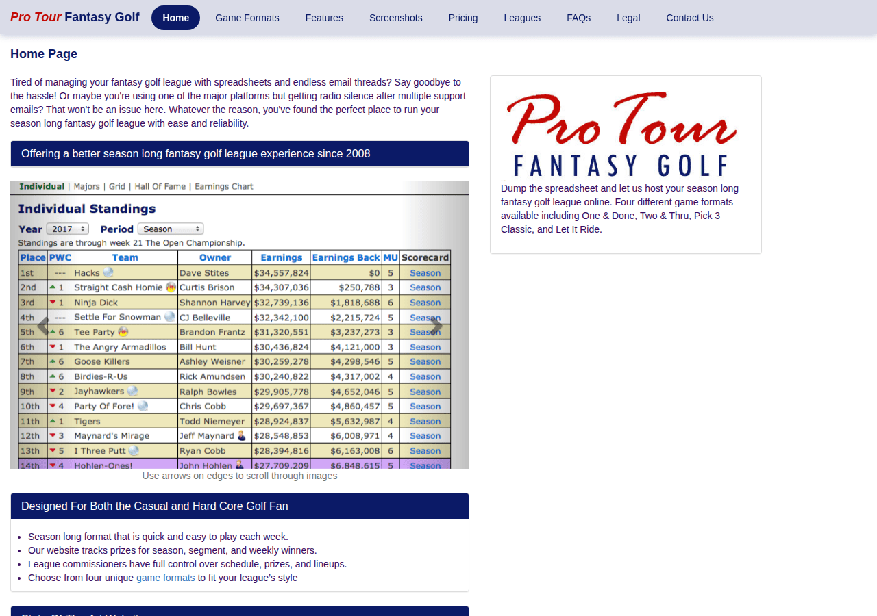 Screenshot of protourfantasygolf.com