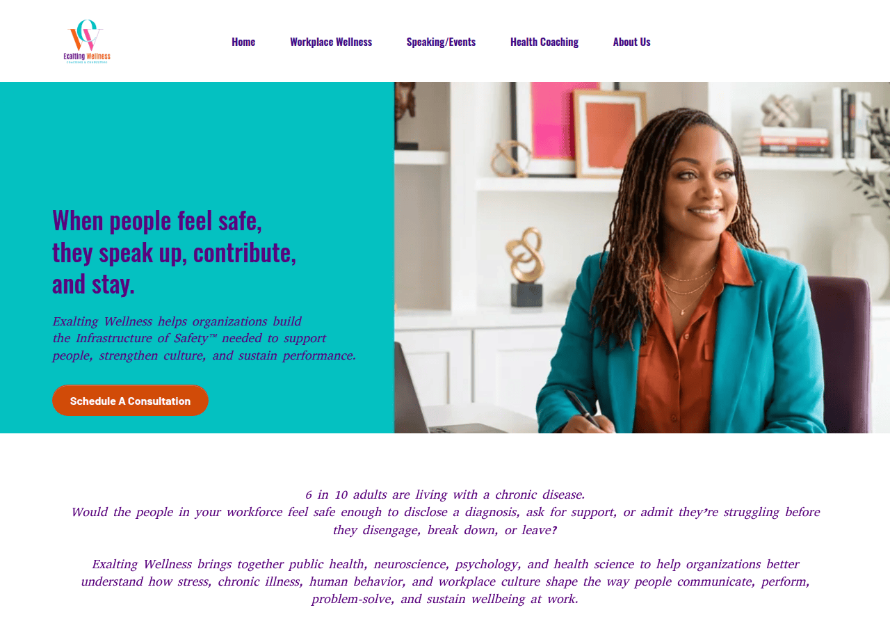 Screenshot of exaltingwellness.com