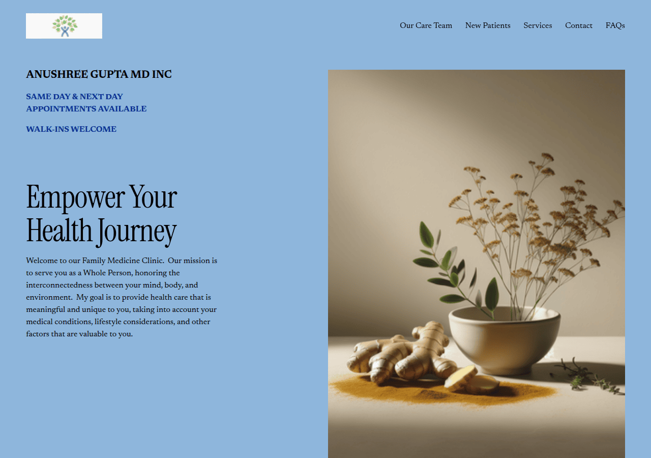 Screenshot of anushreeguptamdinc.com