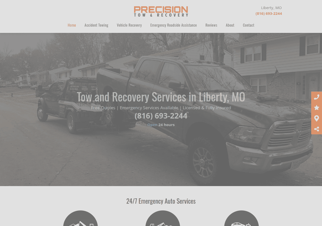 Screenshot of precisiontowandrecovery.com