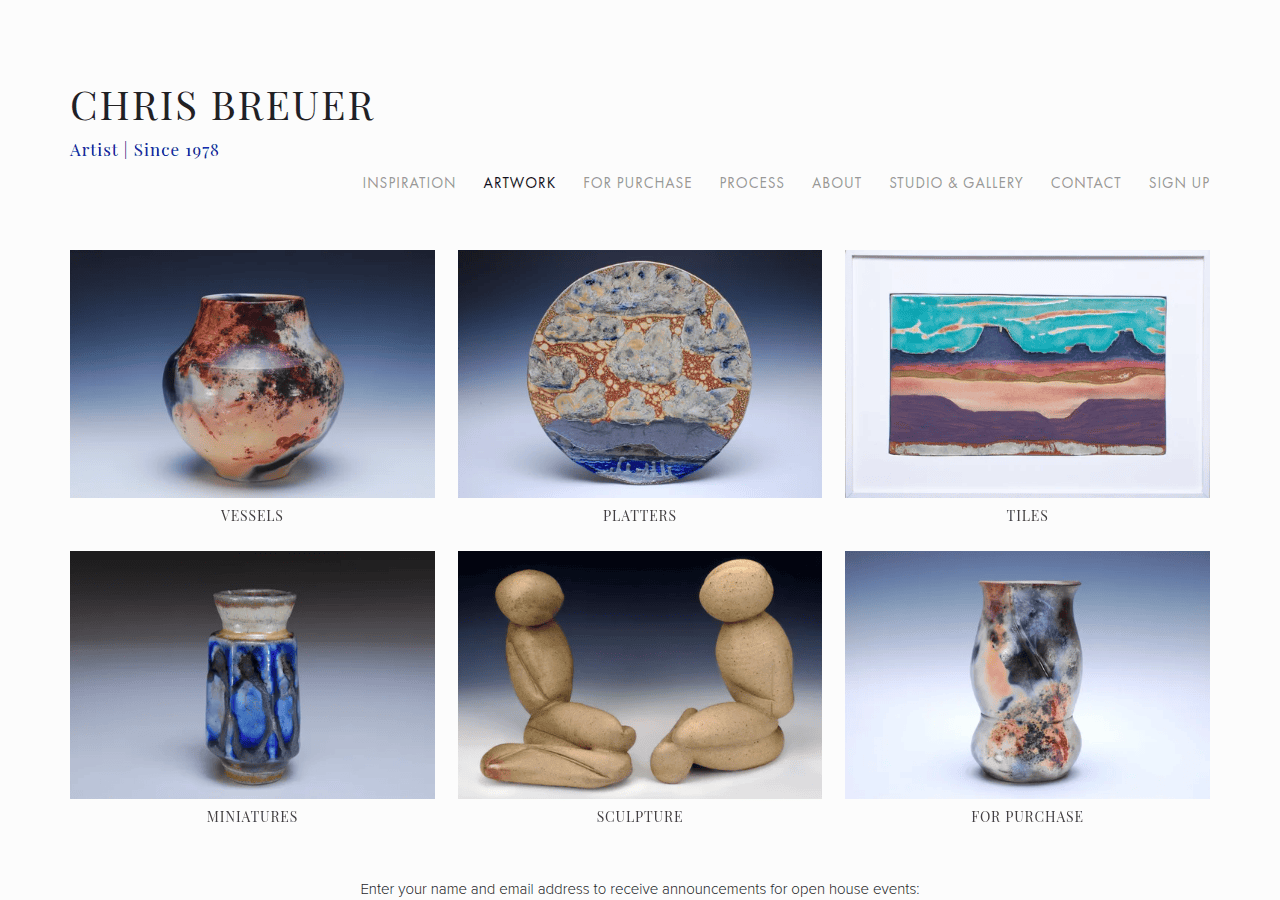 Screenshot of breuerpottery.com