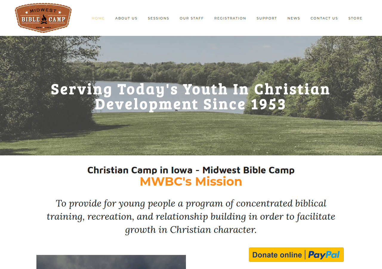 Screenshot of midwestbiblecamp.org