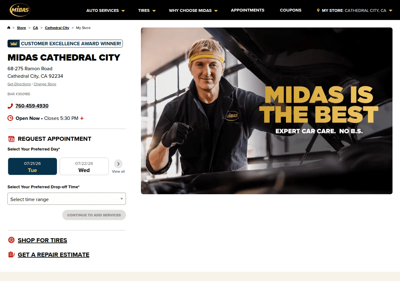 Screenshot of midas.com