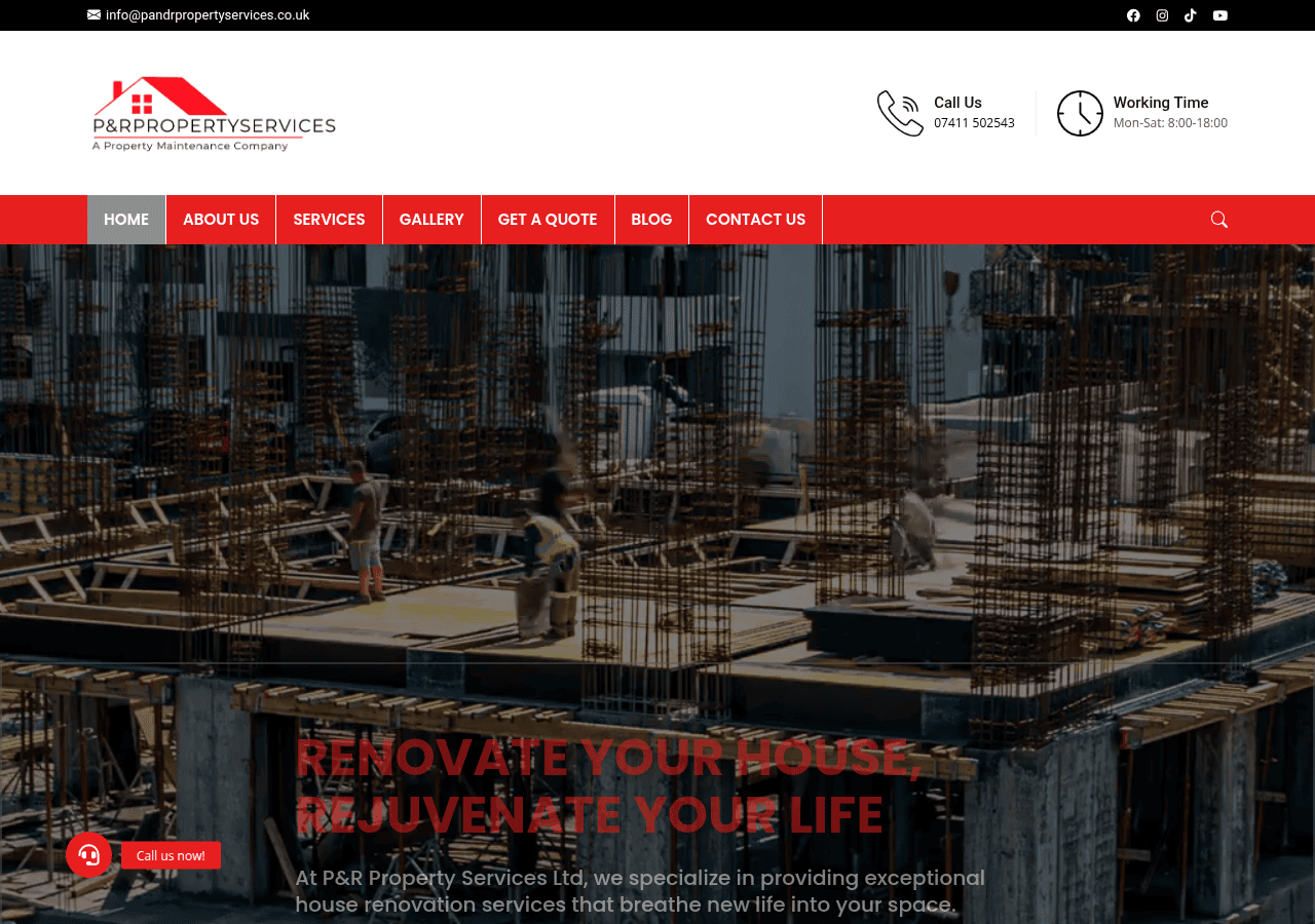 Screenshot of pandrpropertyservices.co.uk