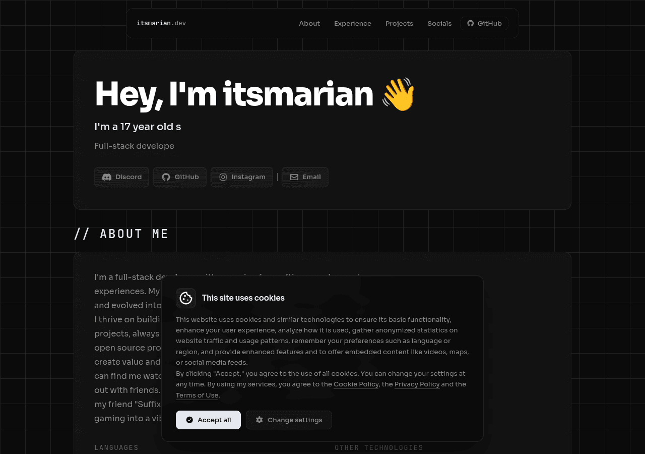 Screenshot of itsmarian.dev