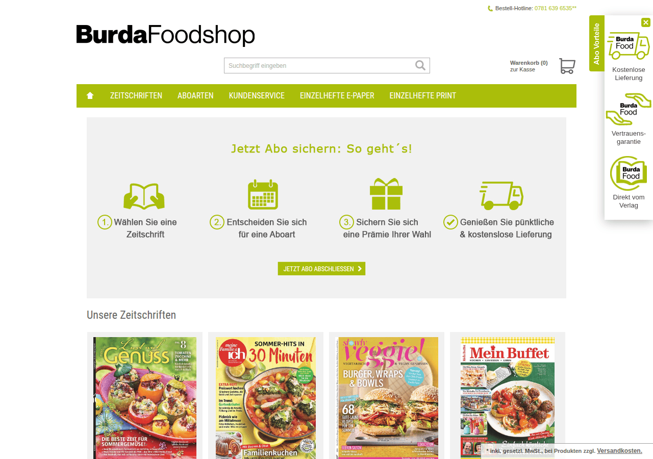 Screenshot of burda-foodshop.de