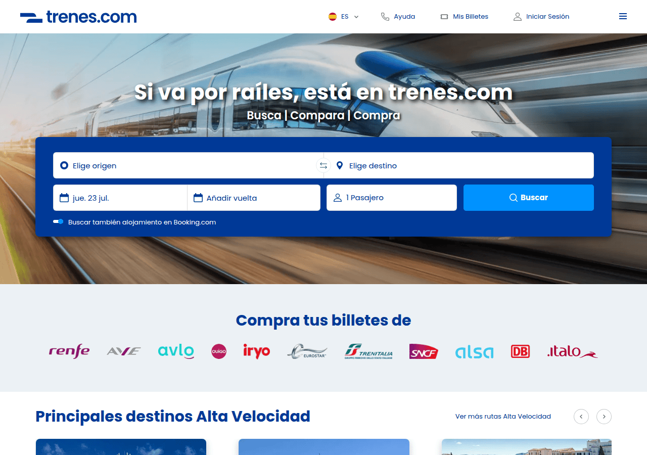 Screenshot of trenes.com