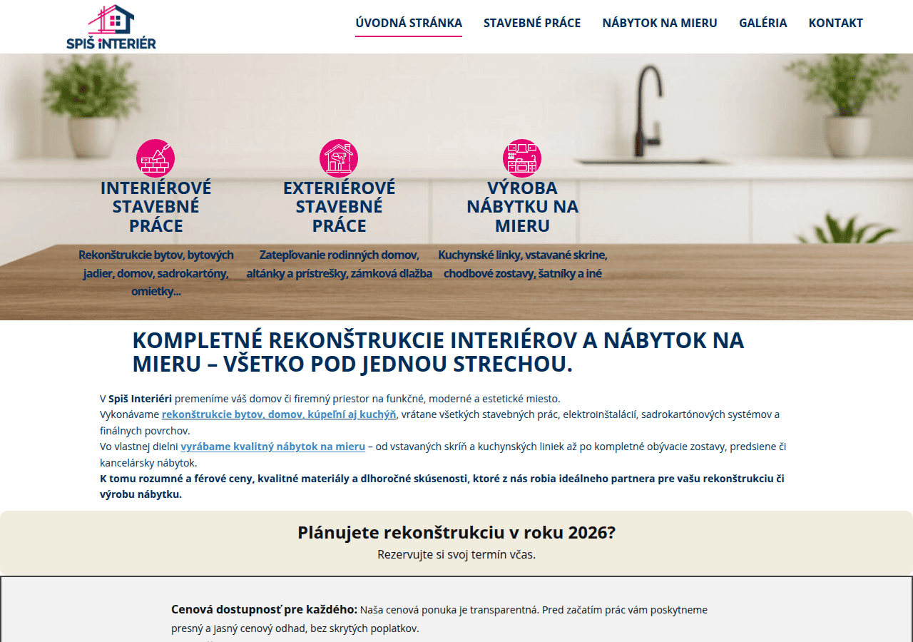 Screenshot of spisinterier.sk