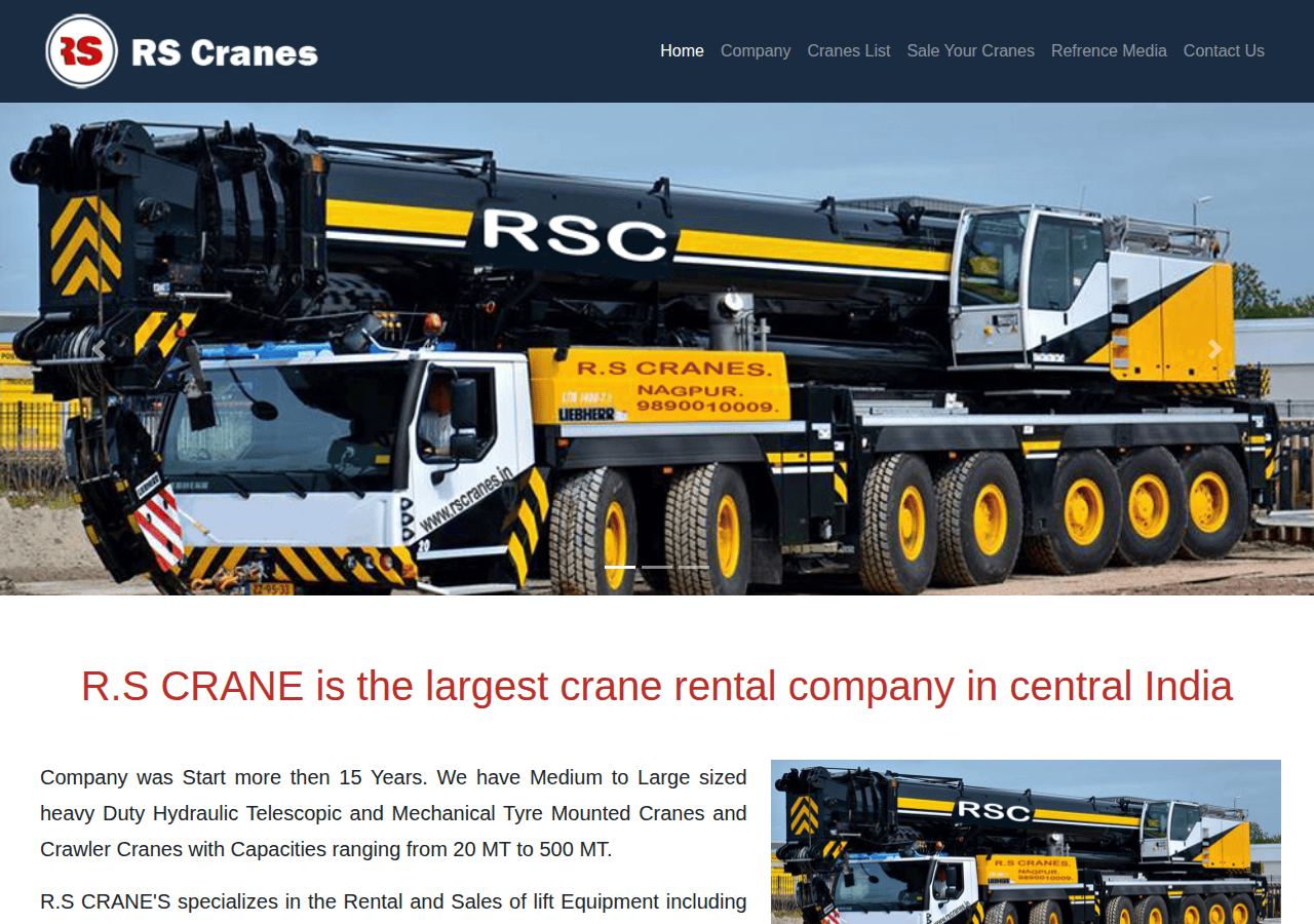 Screenshot of rscranes.in