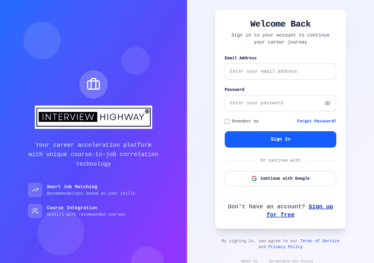 Screenshot of interviewhighway.com