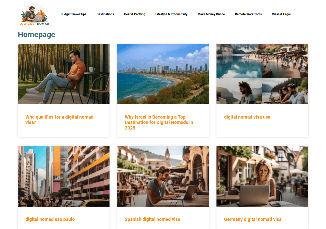 Screenshot of lowcostnomad.com