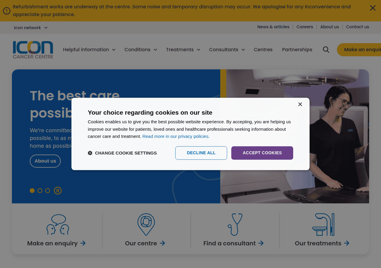 Screenshot of iconcancercentre.co.uk
