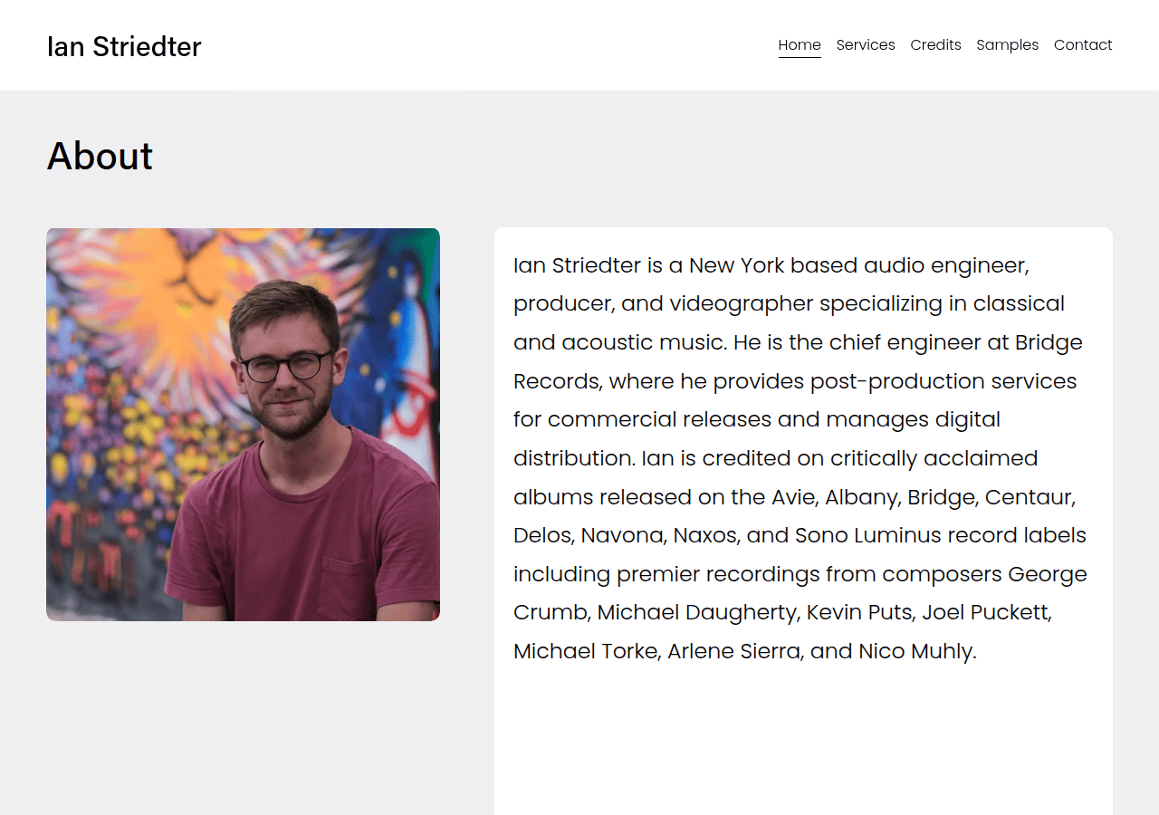 Screenshot of ianstriedter.com
