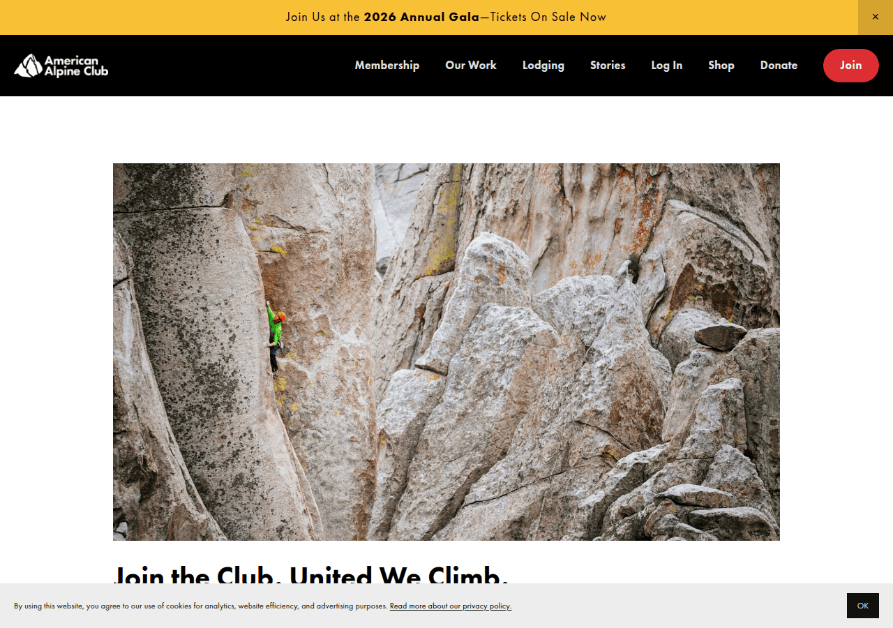 Screenshot of americanalpineclub.org