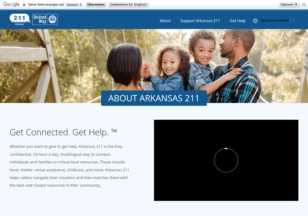 Screenshot of arkansas211.org