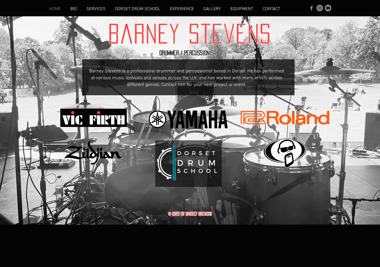 Screenshot of barneystevensdrums.com