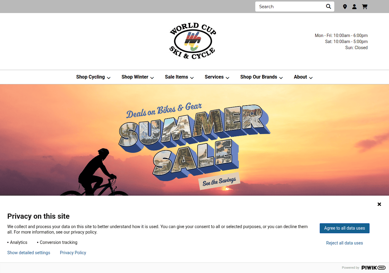 Screenshot of worldcupskiandcycle.com