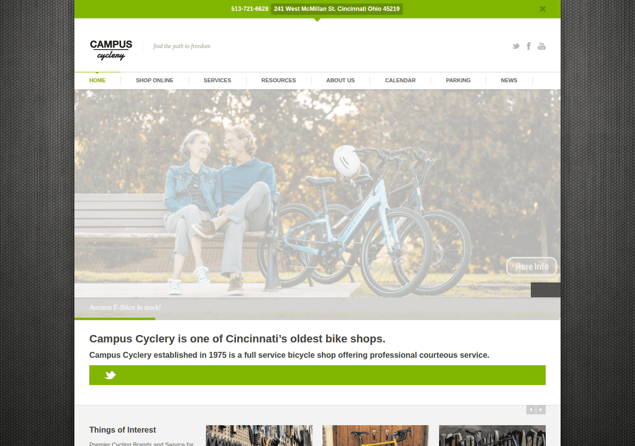Screenshot of campuscyclery.com