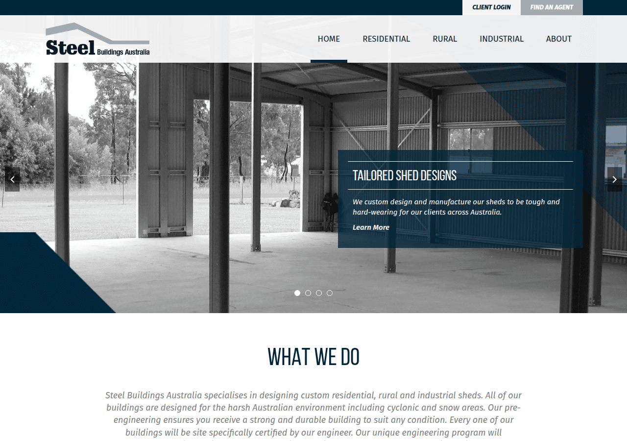 Screenshot of steelbuildingsaustralia.com.au