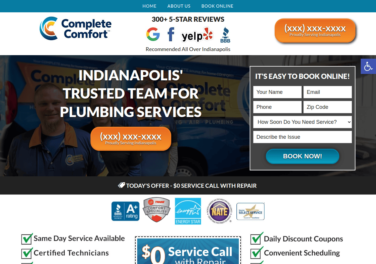 Screenshot of completecomfortplumbing.com