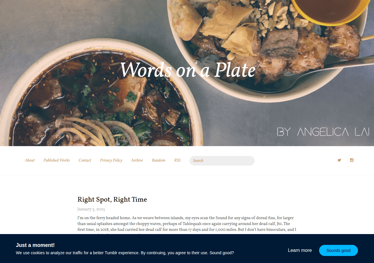 Screenshot of wordsonaplate.com