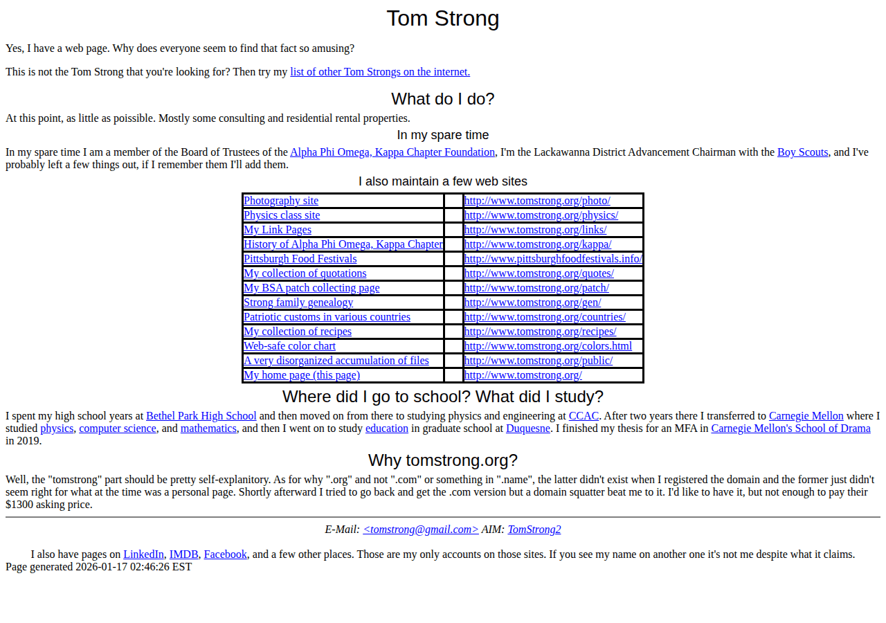 Screenshot of tomstrong.org